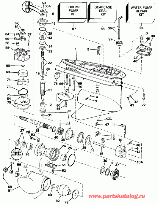 ��������� �������� ����� Evinrude E120TXESB 1990  - 140tx Standard Rotation