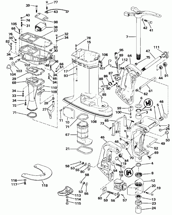 ����� EVINRUDE E125ESXESS 1990  - dsection / dsection
