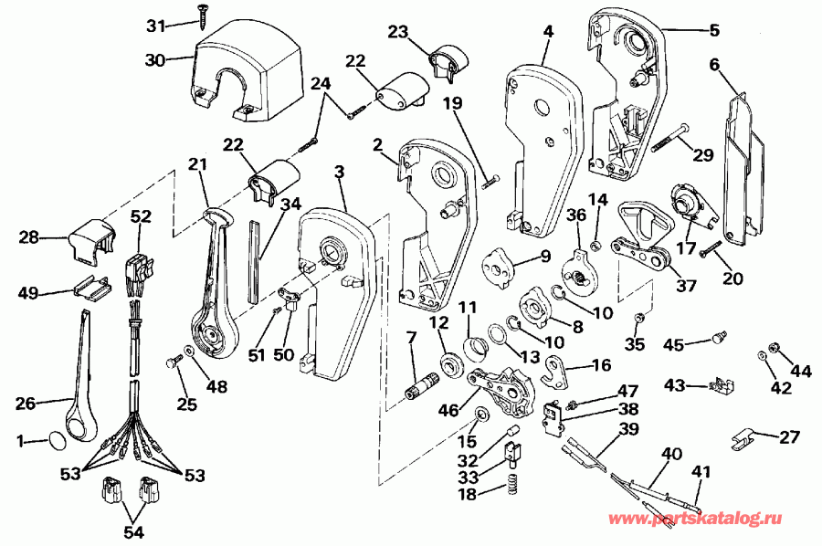 ��������� ��������� EVINRUDE E140CXESR 1990  - Binnacle Mount, Dual Lever - Binnacle ���������, Dual �����