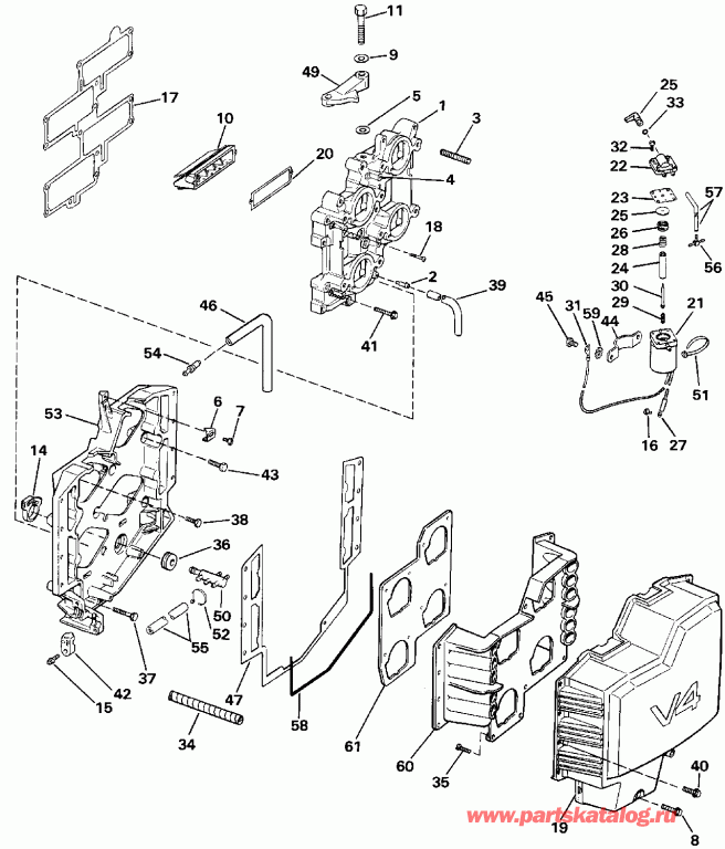 ��������� ����� EVINRUDE E140TLESE 1990  - take Manifold - take ���������