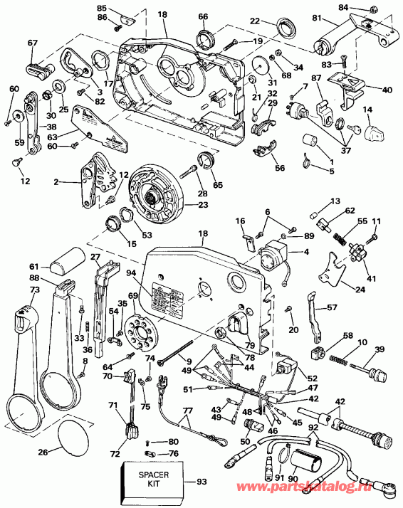 ��������� ��������� EVINRUDE E155WTXESM 1990  - mote ���������� / mote Control