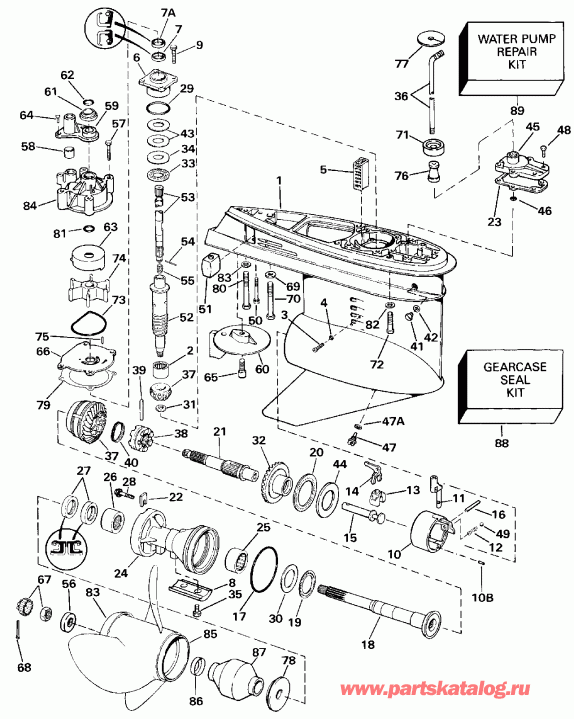 ����� EVINRUDE E175STLESE 1990  - �������� �������� - Counter Rotation