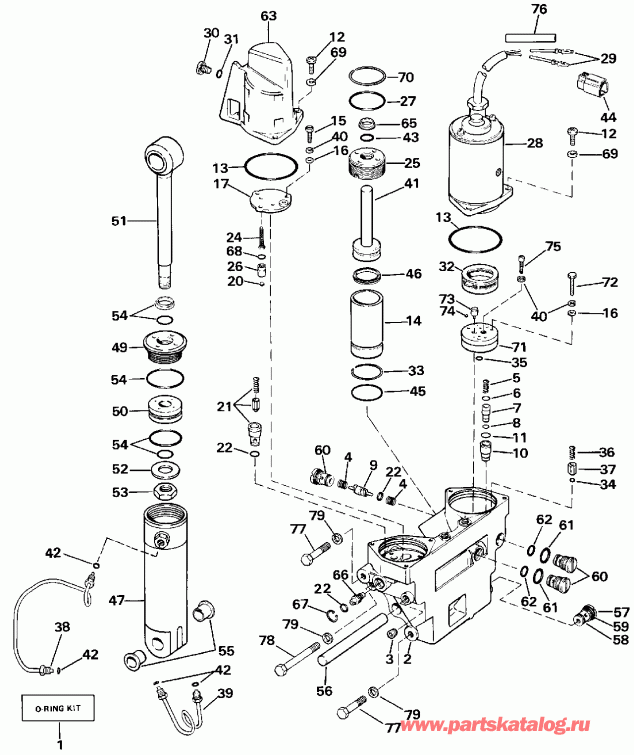 ��������� ��������� Evinrude E175STLESE 1990  - wer Trim / tilt Hydraulic Assembly / wer Trim/tilt Hydraulic Assembly