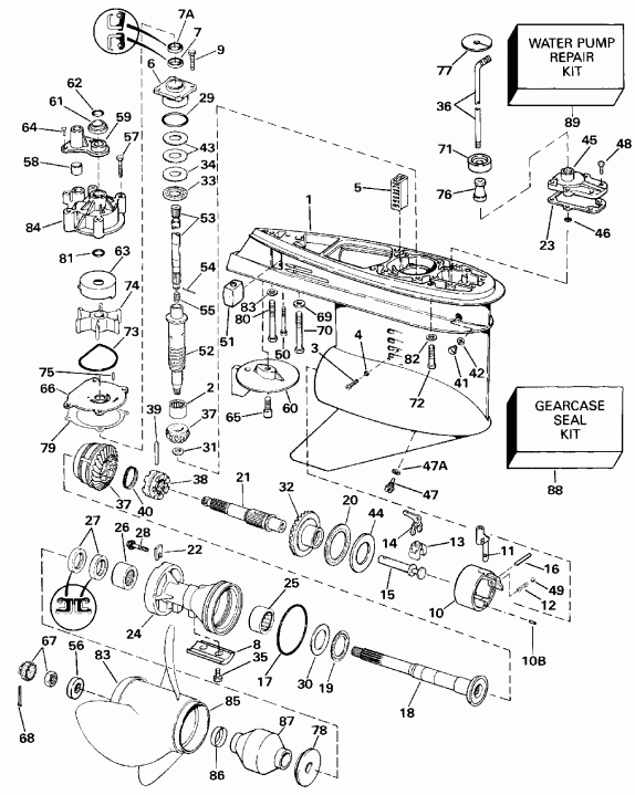 ��������� EVINRUDE E175TXESE 1990  - �������� �������� / Counter Rotation