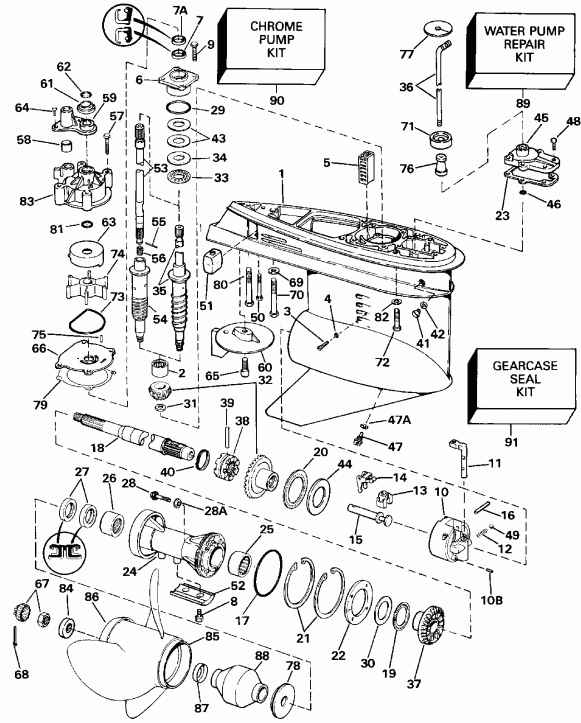 ��������� EVINRUDE E225PXESS 1990  - Standard Rotation Early Production / �������� Rotation Early P����uction