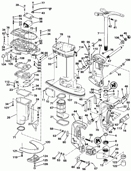 �������� ����� EVINRUDE E225PXESS 1990  - dsection - dsection