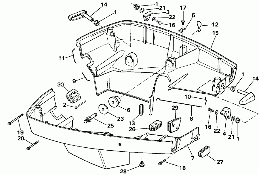    EVINRUDE E225TLESS 1990  - wer Engine Cover - wer   ()