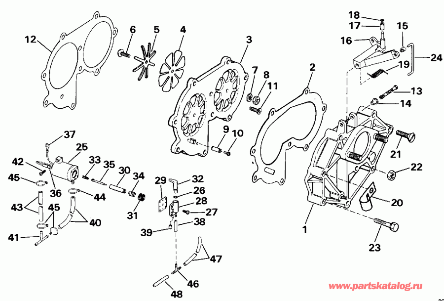 �������� ��������� ����� EVINRUDE E25EESE 1990  - take Manifold - take ���������