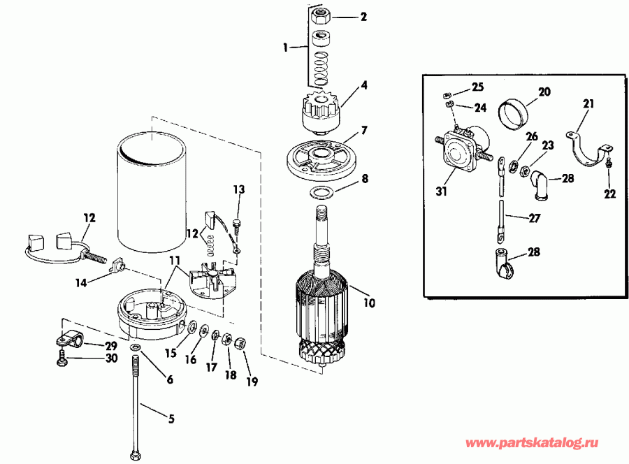  Evinrude E25ELESE 1990  - ectric Starter & Solenoid