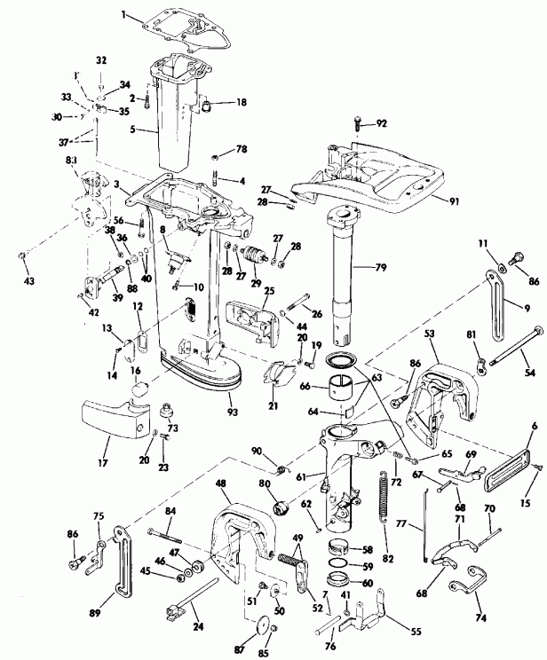 ����� EVINRUDE E25RWESA 1990  - dsection / dsection