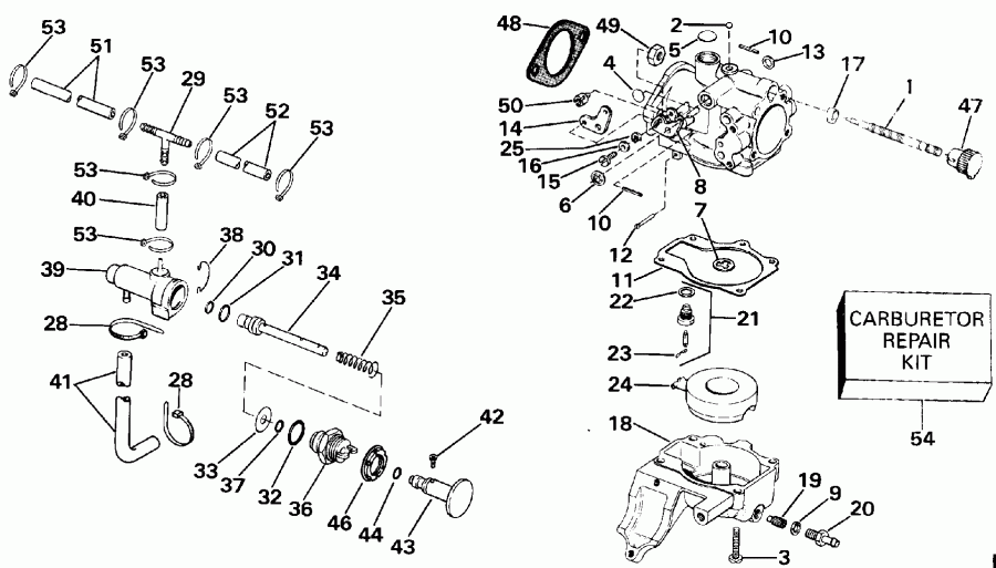 �������� ����� Evinrude E25RWLESA 1990  - rburetor