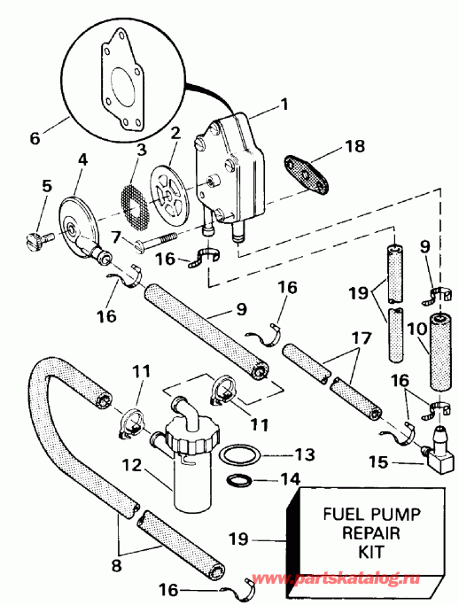 �������� ��������� ����� Evinrude E25RWLESA 1990  - Early Production / Early P����uction