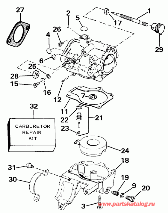 ����� EVINRUDE E28ESLESM 1990  - rburetor / rburetor