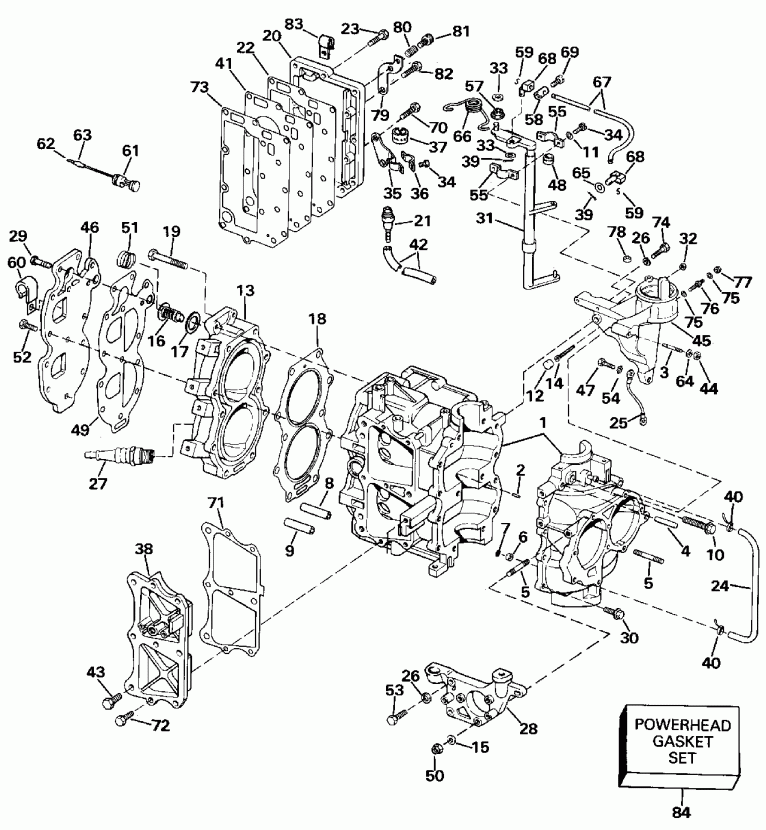 ��������� ��������� ������� E28ESLESM 1990  - linder & Crankcase / linder & ������ ���������