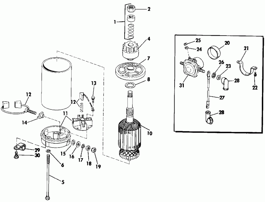 �������� ����� Evinrude E28ESLESM 1990  - ectric Starter & Solenoid - ectric ������� & Solenoid