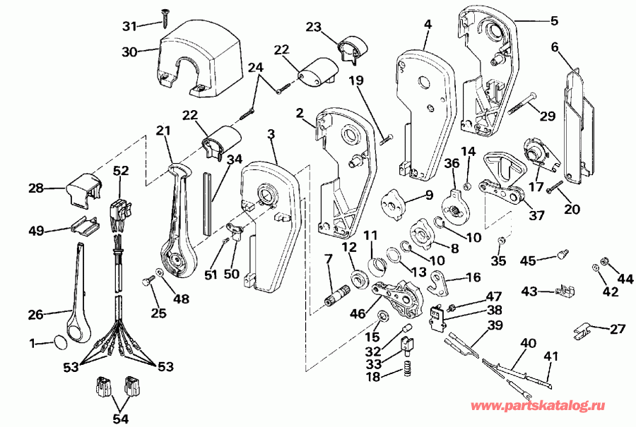 ��������� ��������� EVINRUDE E300CXESB 1990  - Binnacle Mount, Dual Lever / Binnacle ���������, Dual �����