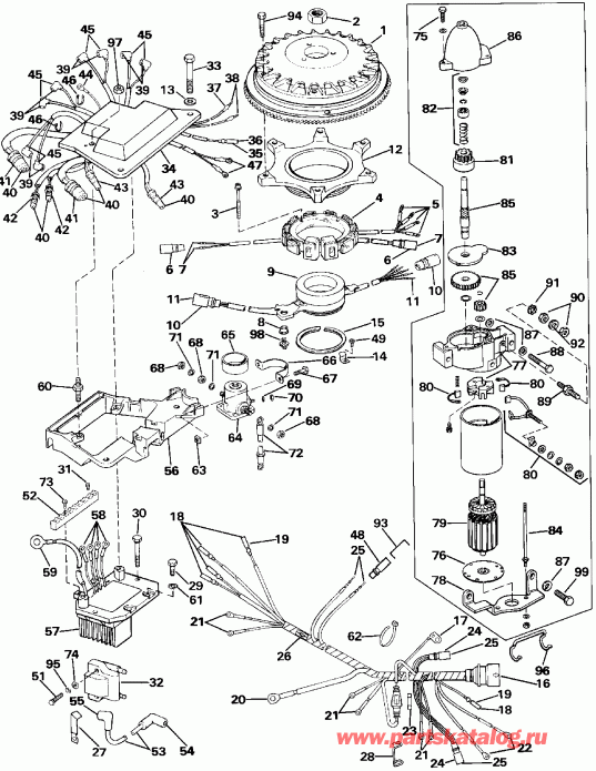  Evinrude E300PLESB 1990  - nition System & ��������� �������� - nition System & Starter Motor
