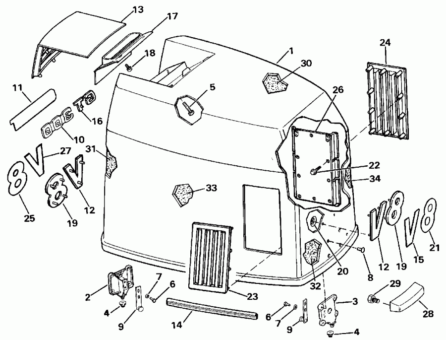 �������� ��������� ����� Evinrude E300PXESB 1990  - Johnson 300 Models - Johnson 300 Models