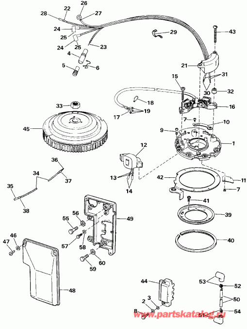 ��������� �������� ����� Evinrude E40TEESR 1990  - Rope Start - ���� Start