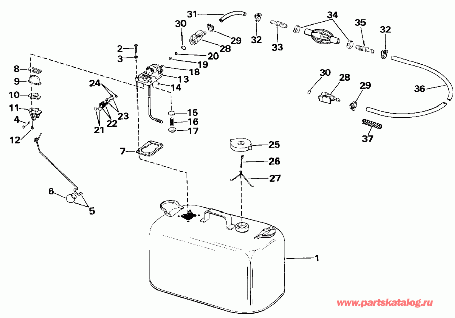 ��������� ����� Evinrude E45RCLESR 1990  - el Tank With Gauge / el Tank With Gauge