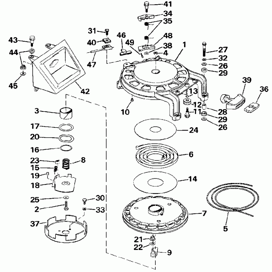 ��������� ��������� Evinrude E45WMLESR 1990  - wind Starter - wind �������