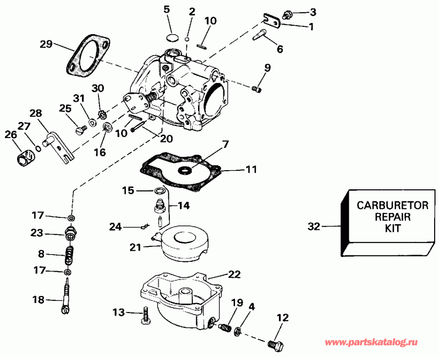 ��������� ����� Evinrude E50RNLIA 1990  - rburetor