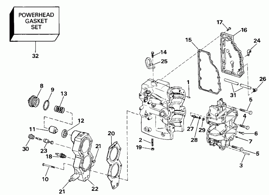 �������� ��������� ����� Evinrude E50RNLIA 1990  - linder & ������ ��������� - linder & Crankcase