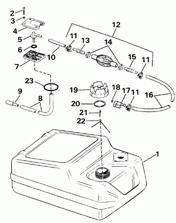 ��������� �������� ����� Evinrude E55RWLESR 1990  - el Tank / el Tank