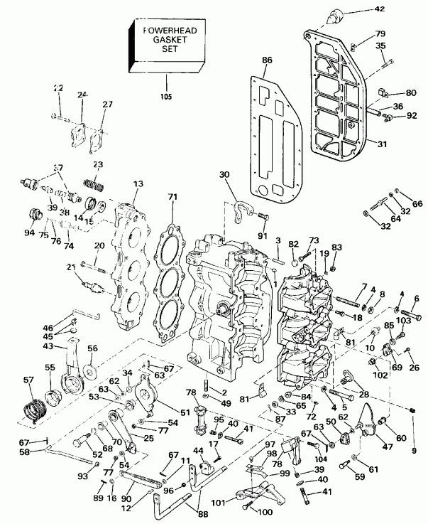 ��������� �������� ����� Evinrude E60ELESM 1990  - linder & ������ ���������