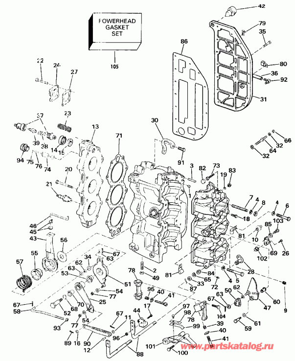 �������� ����� EVINRUDE E60TLESM 1990  - linder & ������ ���������