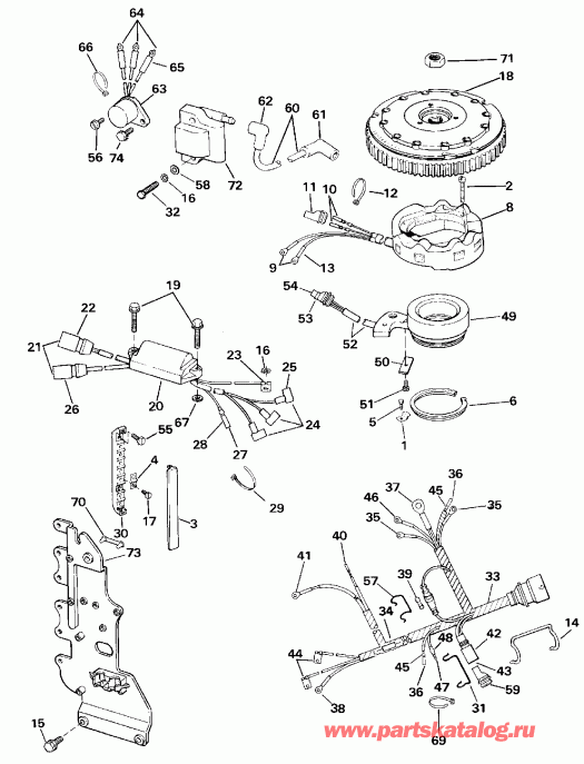 ��������� �������� ����� EVINRUDE E65WMLESM 1990  - nition System - nition System