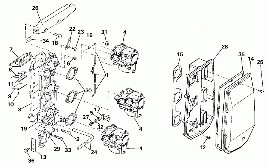 ��������� EVINRUDE E65WMLESM 1990  - take Manifold - take ���������