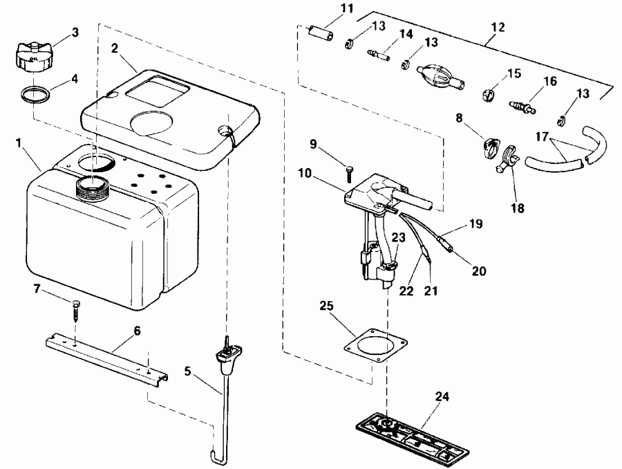 ��������� ��������� EVINRUDE E70TLESB 1990  - 1.8 Gallon ( P/n 175000 ) / 1.8 ������ ( P / n 175000 )