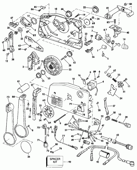  Evinrude TE150SLESB 1990  - mote Control / mote ����������