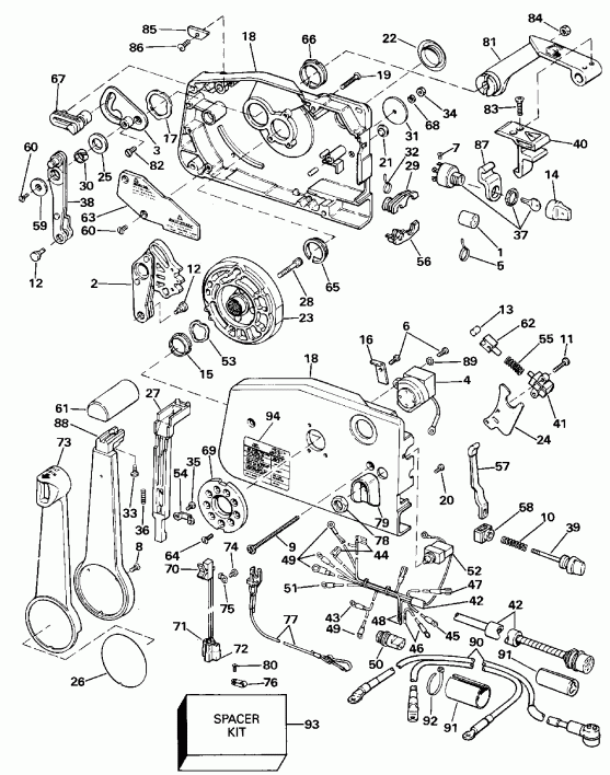    EVINRUDE TE40ELESR 1990  - mote Control - mote 