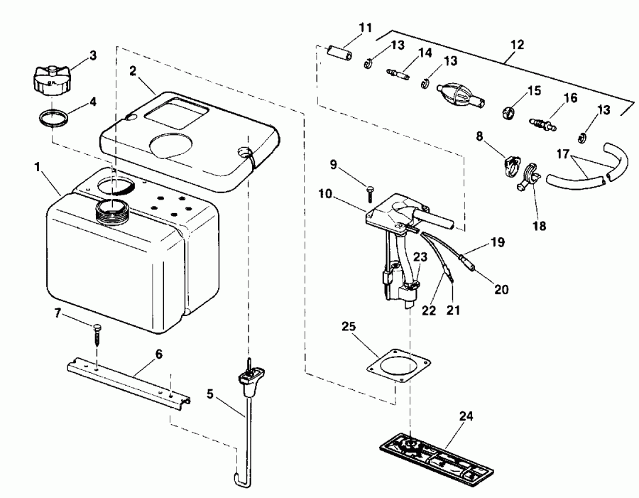 ��������� �������� ����� Evinrude TE40TELESR 1990  - 1.8 ������ ( P / n 175000 ) - 1.8 Gallon ( P/n 175000 )