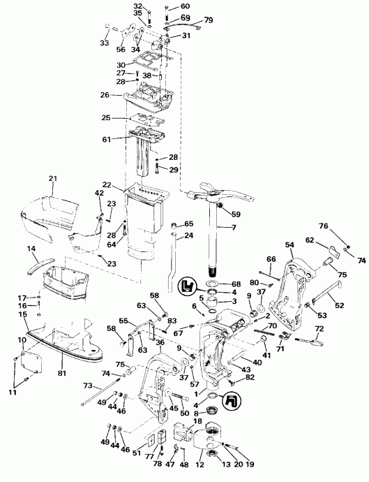 ��������� �������� ����� Evinrude TE60TLESF 1990  - 60ttl Only