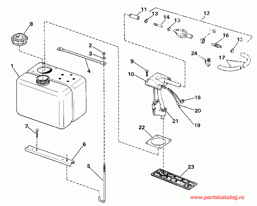 ��������� �������� ����� Evinrude TE60TLESF 1990  - 8 ������ - .8 Gallon