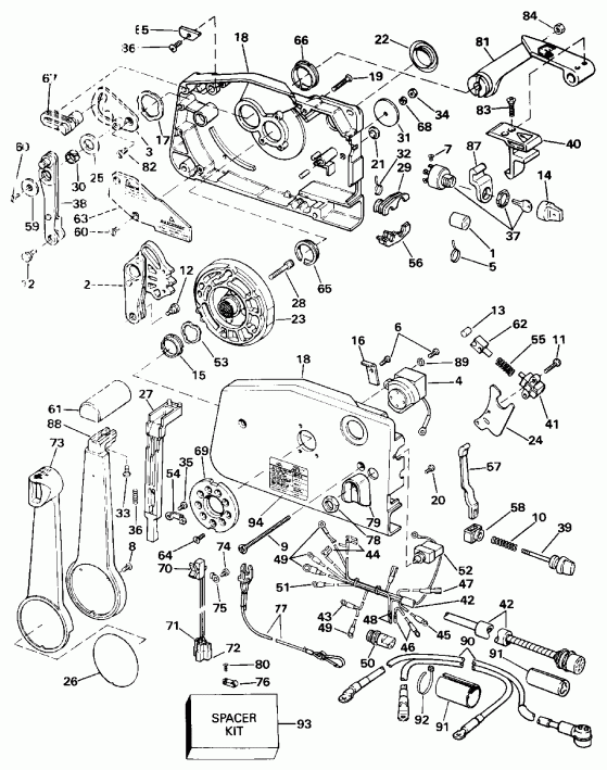 �������� ����� EVINRUDE TE70TLESB 1990  - mote Control - mote ����������