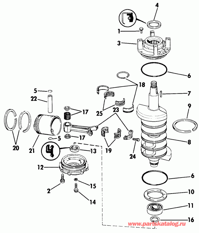 ��������� Evinrude VE115TXESB 1990  - ank��� & ������� / ankshaft & Piston