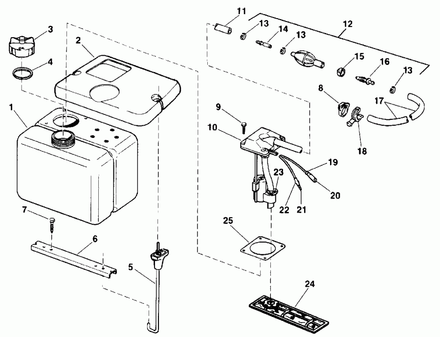 ��������� ��������� EVINRUDE VE115TXESB 1990  - 1.8 Gallon ( P/n 175000 ) - 1.8 ������ ( P / n 175000 )