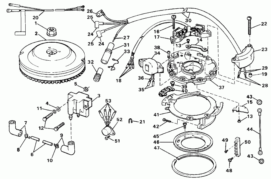��������� Evinrude VE120TXESB 1990  - nition System & Starter Motor - nition System & ��������� ��������