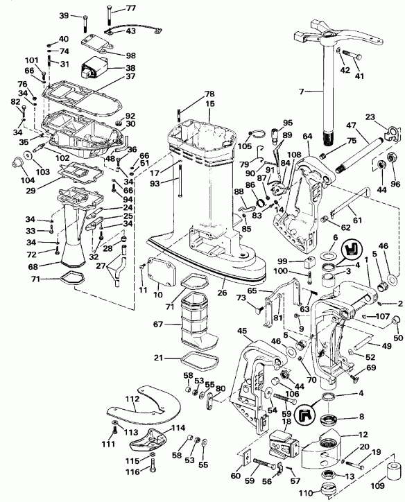 ����� EVINRUDE VE120TXESB 1990  - dsection / dsection