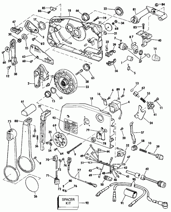 �������� ��������� ����� EVINRUDE VE120TXESB 1990  - mote ���������� / mote Control