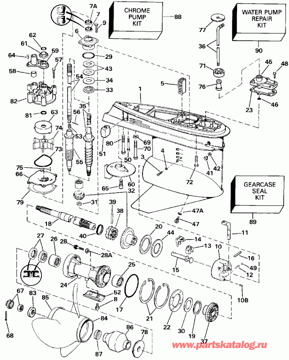 ����� Evinrude VE150TXESB 1990  - Standard Rotation Early Production / �������� Rotation Early P����uction
