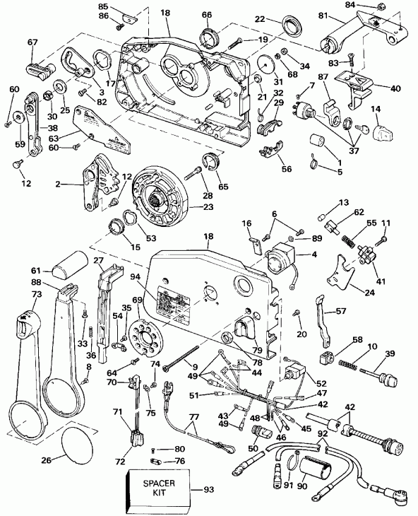 ��������� �������� ����� Evinrude VE175TXESE 1990  - mote Control