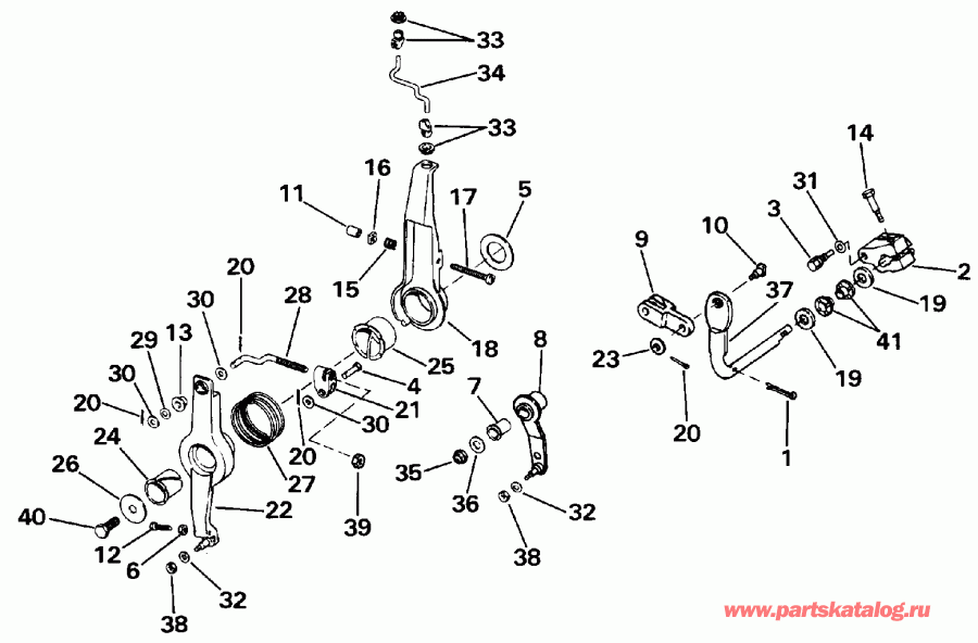 ��������� ����� EVINRUDE VE175TXESE 1990  - rottle & Shift Linkage - rottle & ������������� ���������