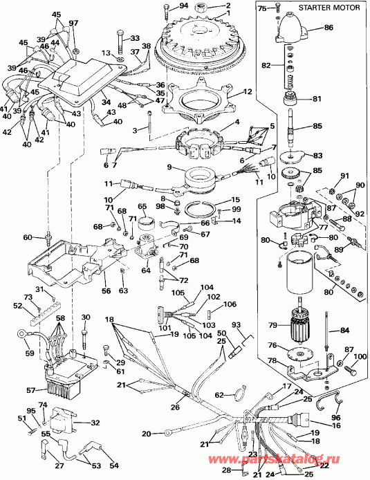  EVINRUDE VE200SLESE 1990  - nition System &   / nition System & Starter Motor