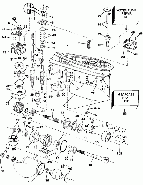 ��������� ��������� Evinrude VE200TXESM 1990  - Counter Rotation / �������� ��������