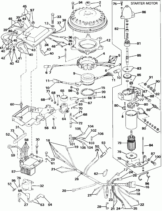 �������� ��������� ����� Evinrude VE200TXESM 1990  - nition System & ��������� ��������